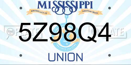 5Z98Q4 Mississippi License Plate