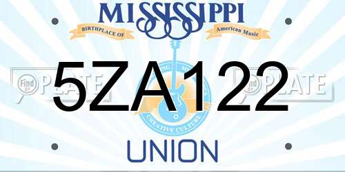 5ZA122 Mississippi License Plate