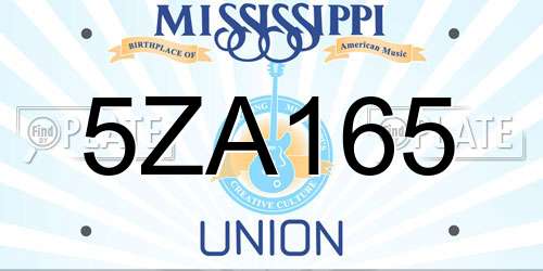 5ZA165 Mississippi License Plate