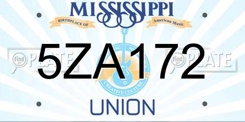 5ZA172 Mississippi License Plate