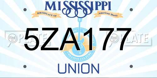 5ZA177 Mississippi License Plate