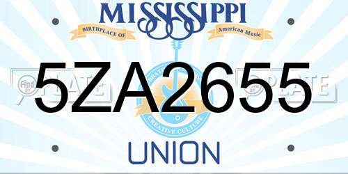5ZA2655 Mississippi License Plate