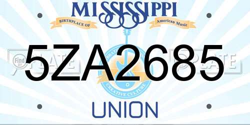 5ZA2685 Mississippi License Plate