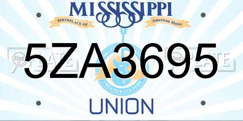 5ZA3695 Mississippi License Plate