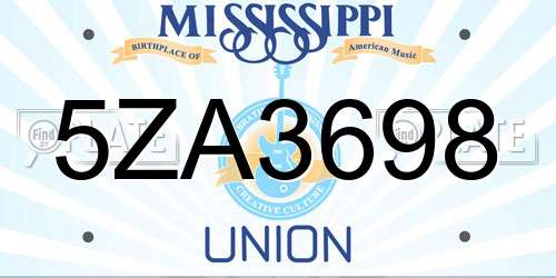 5ZA3698 Mississippi License Plate