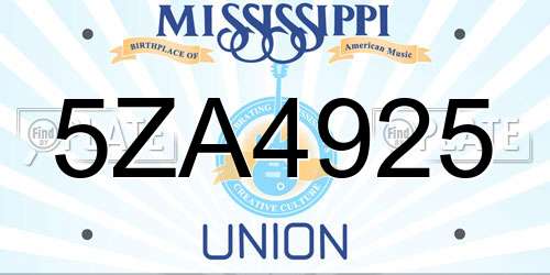 5ZA4925 Mississippi License Plate