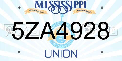 5ZA4928 Mississippi License Plate