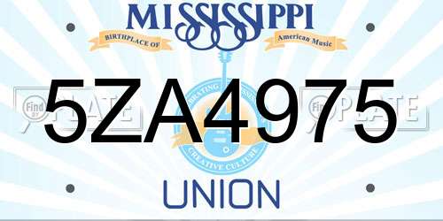5ZA4975 Mississippi License Plate