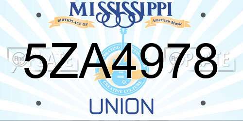 5ZA4978 Mississippi License Plate