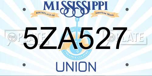 5ZA527 Mississippi License Plate