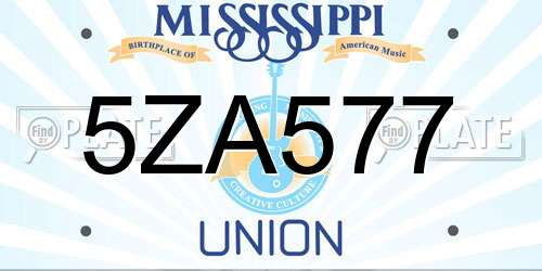 5ZA577 Mississippi License Plate