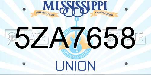 5ZA7658 Mississippi License Plate