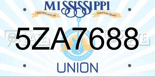 5ZA7688 Mississippi License Plate