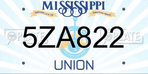 5ZA822 Mississippi License Plate