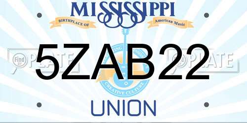 5ZAB22 Mississippi License Plate