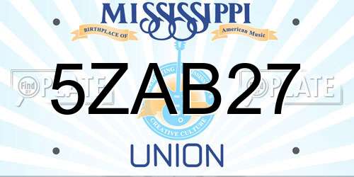 5ZAB27 Mississippi License Plate