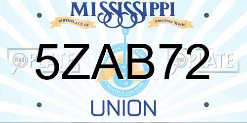 5ZAB72 Mississippi License Plate