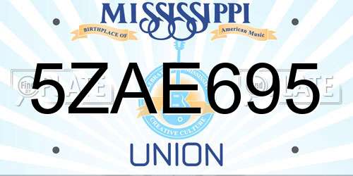 5ZAE695 Mississippi License Plate