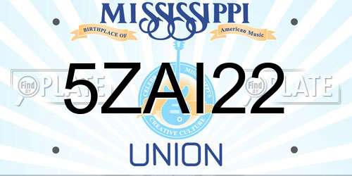5ZAI22 Mississippi License Plate