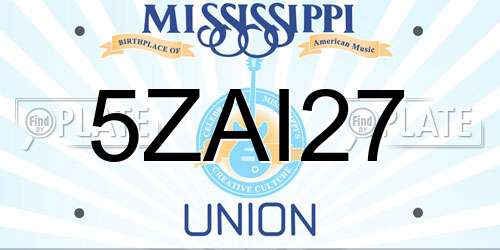 5ZAI27 Mississippi License Plate