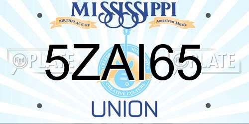 5ZAI65 Mississippi License Plate