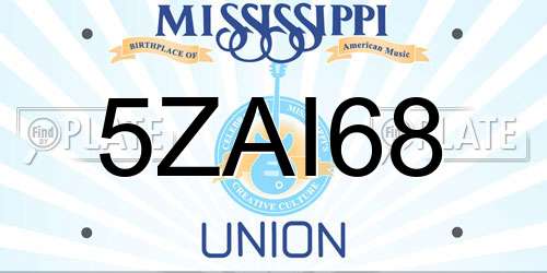 5ZAI68 Mississippi License Plate