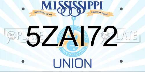 5ZAI72 Mississippi License Plate