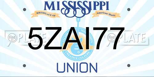 5ZAI77 Mississippi License Plate