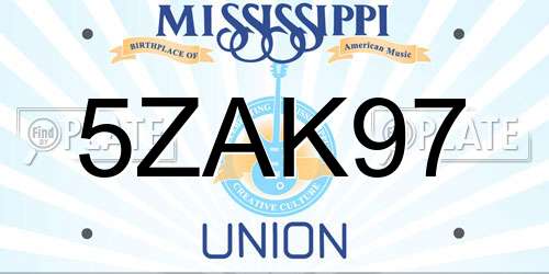 5ZAK97 Mississippi License Plate