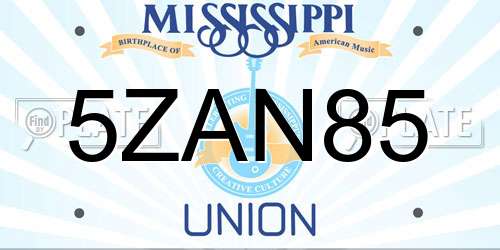 5ZAN85 Mississippi License Plate
