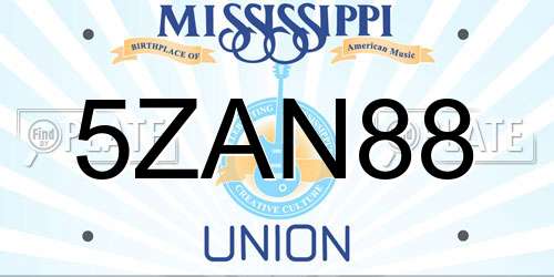 5ZAN88 Mississippi License Plate