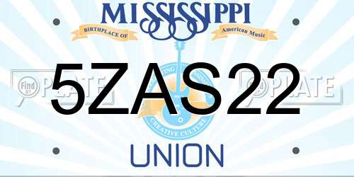 5ZAS22 Mississippi License Plate