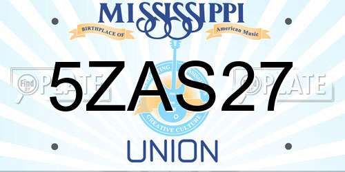 5ZAS27 Mississippi License Plate