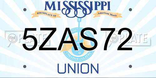 5ZAS72 Mississippi License Plate