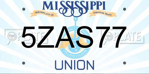 5ZAS77 Mississippi License Plate