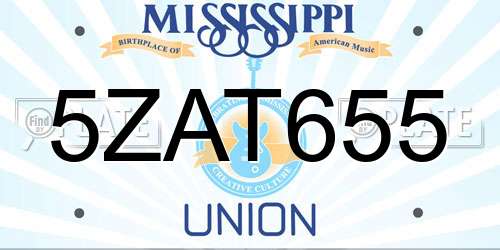 5ZAT655 Mississippi License Plate