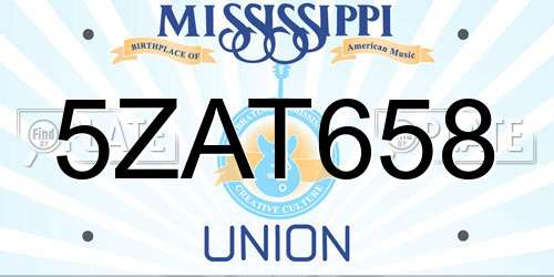 5ZAT658 Mississippi License Plate