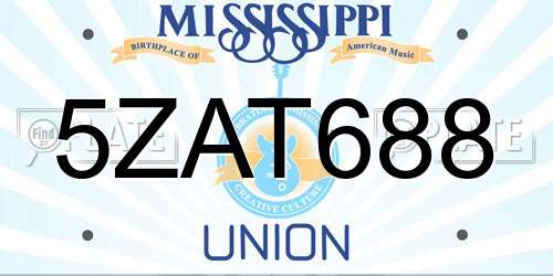 5ZAT688 Mississippi License Plate