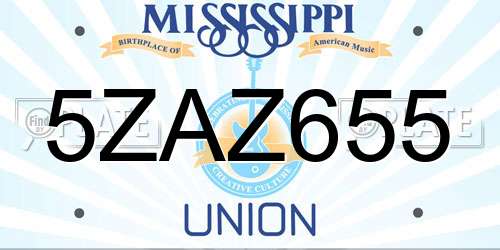 5ZAZ655 Mississippi License Plate