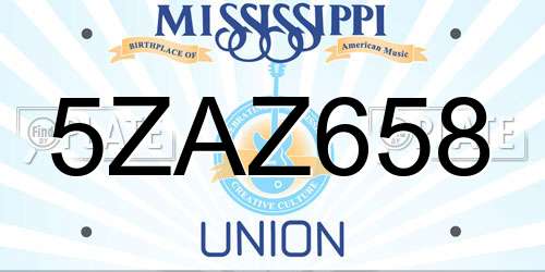 5ZAZ658 Mississippi License Plate
