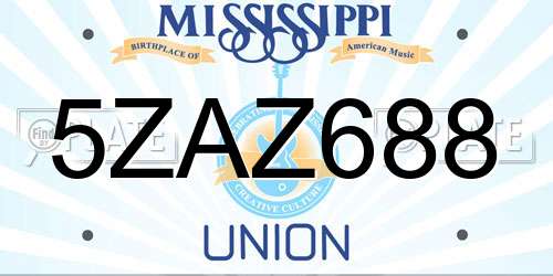 5ZAZ688 Mississippi License Plate