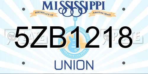 5ZB1218 Mississippi License Plate