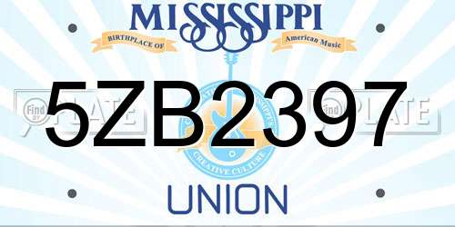 5ZB2397 Mississippi License Plate