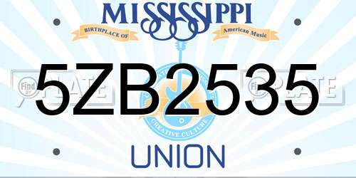 5ZB2535 Mississippi License Plate