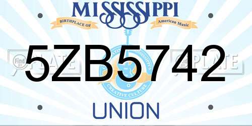 5ZB5742 Mississippi License Plate