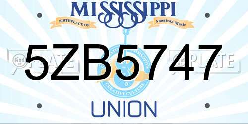 5ZB5747 Mississippi License Plate