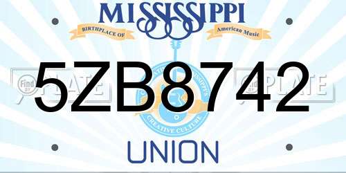 5ZB8742 Mississippi License Plate