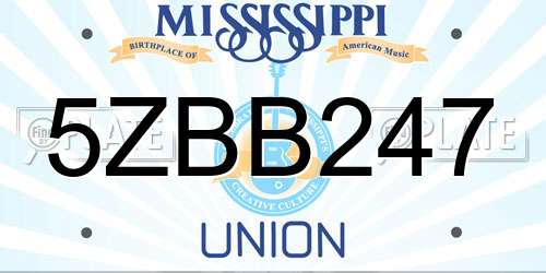 5ZBB247 Mississippi License Plate
