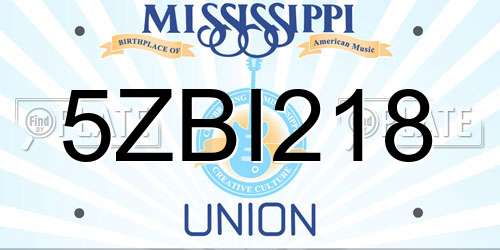 5ZBI218 Mississippi License Plate
