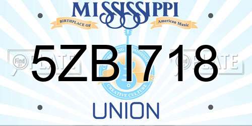 5ZBI718 Mississippi License Plate